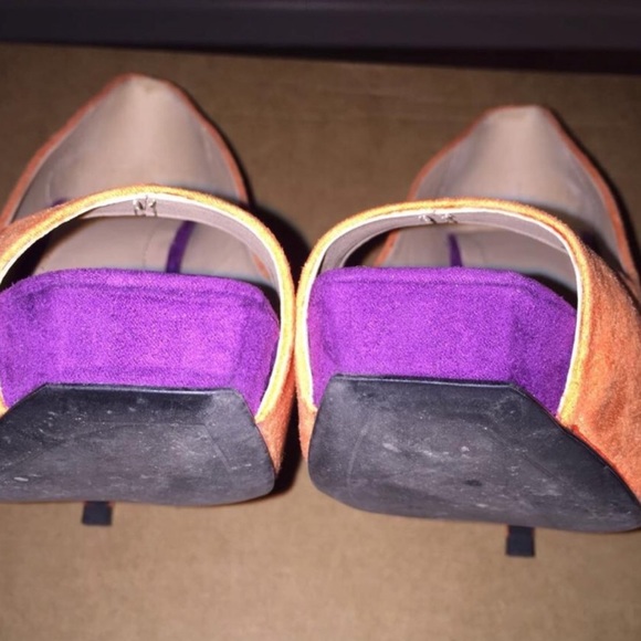 ZARA Orange and Purple Suede Platform Peed Pumps - Picture 7 of 8